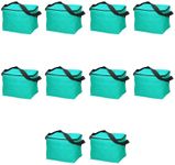 DISCOUNT PROMOS Insulated Cooler Lunch Bag Set of 10, Bulk Pack - Perfect for Work, Travel, Outdoor Events - Mint