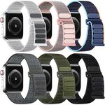 WJK Compatible with Apple Watch Strap for Women Men, Sport Wristband Nylon Solo Loop Strap Compatible with Apple Watch Band 40mm 38mm 41mm 42mm 44mm 45mm 49mm for iWatch Ultra Ultra2 SE SE2 Series 9 8 7 6 5 4 3 2 1, 6 Pack