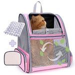 Lollimeow Pet Carrier Backpack for Dogs and Cats,Puppies,Fully Ventilated Mesh,Airline Approved,Designed for Travel, Hiking, Walking & Outdoor Use（Pink）