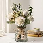 YJ Fake Flowers with Vase, Silk Ros