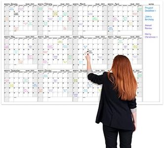 BooQool Large Dry Erase Calendar for Wall – Yearly Erase, 37'' x 57.9'', 12-Month Undated Blank Planner, Reusable Laminated Task Organizer, Great Office, Classroom, Home