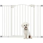 PawHut Pressure Fit Dog Stair Gate No Drilling Safety Gate Auto Close for Doorways, Hallways, 74-100cm Adjustable, 94cm Tall, White