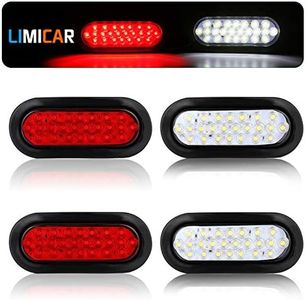 LIMICAR 2 Red 2 White 6" Oval Trailer Lights, 24 LED Flatbed Light Kit, Brake Stop Tail Running Oval LED Lights, LED Tail Lights for Trucks, Trailer Bus RV Jeep Pickups Camper