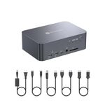 AV Access Dual Monitor KVM Switch Docking for Laptop & Desktop - Type C Charging, Ethernet, EDID, HDMI & DisplayPort, USB C MST Dual 4K@60Hz Display, USB 3.0, Full Aluminum Design