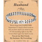 TEVOP Husband Gifts, Husband Engraved Bracelet Husband Gifts from Wife, Cuban Chain Bracelet Gifts for Him, Gifts for Husband Birthday Christmas Valentines Day