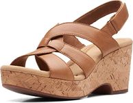 Clarks Women's Giselle Beach Wedge Sandal, Tan Leather, 6 UK