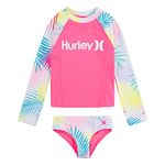 Hurley Girl's Hrlg 2 Rashguard Set Two Piece Swimsuit, Aea, 7 Years UK