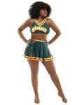 Haikyuu Women's Halloween Cheerleader Cosplay Costume Cheerleading Outfit Cheer Uniform Top Skirt Set, Green, Small