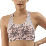 Enamor Racer Back Medium-Impact Sports Bra for Women with Removable Pads- High Coverage, Padded and Wirefree(SB08_MARBLE LOCK PRINT_L)