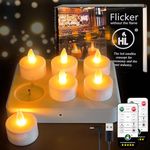 HL Rechargeable Tea Lights Flameless Candles with Remote,Flickering LED Candles with Timer Battery Operated Candles,for Home Seasonal Halloween Decor Flameless Centerpiece Table Decorations,6 Pack