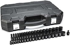 GEARWRENCH 39 Pc. 1/2" Drive 6 Pt. Impact Socket Set, Standard & Deep, SAE - 84947N, Black