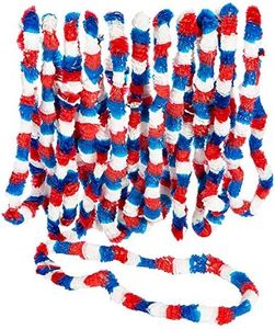 Fun Express 4th of July Decorations Red White and Blue Leis Bulk Set of 12 - Patriotic Accessories for Fourth of July Party Favors, Independence Day Celebrations, Memorial Day & Veterans Day Events