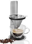 AdHoc MR BREW Coffee Maker, Coffee Brewer/Decanter, Pour Over Coffee Maker, No Filter Paper Needed Stainless Steel/Plastic, Height Adjustable, 26.5cm, Silver/Black