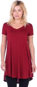 Popana Womens Short Sleeve Summer Tunic Tops to Wear with Leggings Loose Fit Plus Size Made in USA X-Large Burgundy