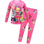 Temolie Roblox Pajama Set for Boys Kids Long Sleeve Game Sleepwear Girls Pink Tops and Pant (rose, 9_years)