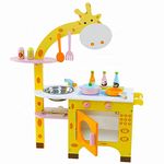 Giraffe Kitchen Pretend Play Learning Set Educational Toy Cooking Set with Multiple Accessories for Kids