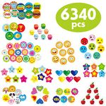 6340 pcs Teacher Reward Encouragement Motivational Sticker Mega Pack in 14 Themes (Each Measures 1/2”-3/4” in Diameter)