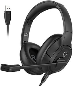 Headset with Microphone for PC, Environmental Noise Canceling Over-Ear Computer Headphones for Laptop, USB Headset for PC Work, Comfort Wired Headset with Busy Light, Mute Switch & Volume Control