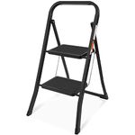 2 Step Ladder, SPIEEK Folding Step Stool with Wide Anti-Slip Pedal, 330lbs Capacity Portable Lightweight Ladders for Home Kitchen Outdoor, Black