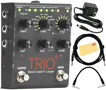 DigiTech Trio+ Band Creator and Looper Pedal Bundle with Power Supply, Guitar Cable, Patch Cable, and Austin Bazaar Polishing Cloth