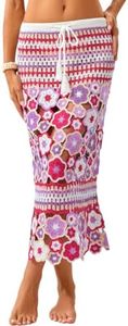 FAIRY SEASON Women's Crochet Beach Cover Up Maxi Skirt Bathing Suit Bikini Coverup Boho Vacation Outfit