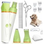 Dog Clippers Grooming Kit Upgraded, unibono Heavy Duty Rechargeable Low Noise Paw Trimmer Quiet IPx7 Electric Home Pet Hair Shaver for Dogs Cats and Other Pets