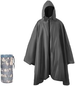 Nomadnia Plus Size Adult Rain Poncho with Hood and Zipper, Poncho Para Lluvia, Tactical Ponchos Adult For Camping, Hiking, Fishing, Travel and Outdoors. Easy to Pack. Grey