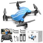 DEERC D20 Mini Drone with Camera for Kids, Remote Control Toys Gifts for Boys Girls with Voice Control, Gestures Selfie, Altitude Hold, Gravity Control, One Key Start, 3D Flips 2 Batteries, Blue