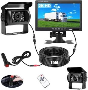 Kit Caméra de Recul et Moniteur Filaire, 7 Pouces écran LCD TFT et Caméra de Recul étanche de Vision Nocturne Stabilité du Signal d'image en Temps Réel pour Bus/ Camion/ remorque/ Camping