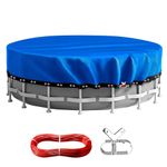 12FT Round Pool Covers for Above Ground Pools,Upgrade Heavy Duty Durable PE Material,Inflatable/Frame/Metal Wall 12 Foot Winter Swimming Pools Cover,Cold-Resistant Anti-UV, Windproof and Secure,Blue