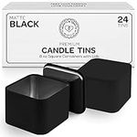 Hearts & Crafts Candle Tin 8 oz - Matte Black Square Metal Tins with Lids - Pack of 24 - Heat Resistant, Non-Rusting Empty Candle Jars for Candle Making, Crafts, Gifts, and Storage and DIY Projects