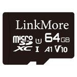 LinkMore V11 64GB Micro SDHC Card, A1, UHS-I, U1, V10, Class 10 Compatible, Read Speed Up to 90 MB/s, SD Adapter Included