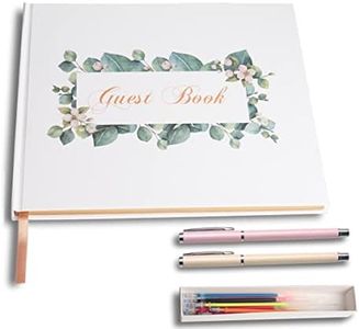 Bluearks Libro Degli Ospiti di Nozze, Libro Degli Ospiti con Copertina Rigida con Bordi Dorati per Matrimoni e Feste di Compleanno (9,1 x 7,1 in)