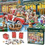 Advent Calendar 2024 - Dog’s Christmas Jigsaw Puzzle 1008 Pieces Christmas Puzzle for Adults kids, 24 Days Countdown to Christmas Holiday Puzzle Home Decoration Christmas Gifts