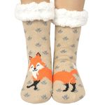 Fluffy Slipper Socks Womens, Thermal Bed Warm Socks for Women Fuzzy Animal Cosy Socks Ladies with Grippers Fleece Thick Non Slip Socks Girls Cozy Winter Soft Anti-Slip Socks