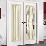 NICETOWN NICEROWN French Door Curtain, Room Darkening Window Curtains Solid Energy Saving Decorative Front Door Curtains for Home Office Living Room, 54'' Wx72'' L, 1 Panel, Light Beige