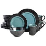 Gibson Elite 98998.16R Dragon Stone Dinnerware Set- 16 Piece (Aqua)