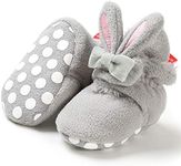 TIMATEGO Newborn Baby Boys Girls Cozy Fleece Booties with Grippers Stay On Slipper Socks Infant Toddler Crib Winter Shoes for Boys Girls 6-12 Months Infant, 09 Grey Baby Booties