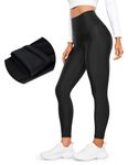 CRZ YOGA Womens High Waisted Fleece Lined Leggings 25 Inches - Winter Warm Thick Thermal Soft Workout Yoga Pants Black X-Small