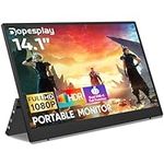 Dopesplay Portable Monitor 14.1'' 1080P FHD USB-C Laptop Monitor HDMI Portable Gaming Monitor IPS HDR Computer Display, External Second Screen Travel Monitor with Stand for PC MAC Phone Xbox PS5/4