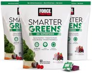 FORCE FACTOR Smarter Greens Superfood Chews, 3-Pack, Greens and Superfoods with Probiotics, Antioxidants, and Fiber, Greens Supplement to Support Digestion, Nitric Oxide, and Energy, 180 Chews