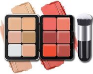 NewBang 12 Colors Cream Blush Palette, Color Correcting Concealer Foundation Palette, Long Wearing Smudge Proof Blendable Matte Finish Blush Powder Highlighter and Cream Contour Palette Makeup (01)