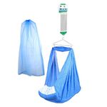 beetot Cotton Automatic Cradle for New Born Baby, Automatic Thottil, Joli, Uyyala and Jhula with Automatic Spring and Removable Cradle and Mosquito Net (Dark Blue)