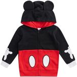 Disney Mickey Mouse Boys Zip Up Hoodie with Ears for Infants and Toddlers Kids – Black/Red