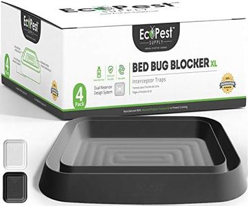 Bed Bug Interceptors - 4 Pack | Bed Bug Blocker (XL) Interceptor Traps (Black) | Extra Large Insect Trap for Bed Legs | No Chemicals or Pesticides | Killer, Detector, and Trap for Bed Bugs