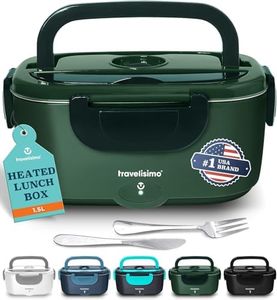 TRAVELISIMO Electric Lunch Box for Adults 100W Heated Lunch Box For Men 1.5L Stainless Steel Portable Food Warmer, 12/24/110V for Travel & Work, Loncheras Electricas Para Calentar Almuerzo