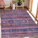 NETLINE HOME Machine Washable Area Rugs For Kitchen, Bedroom, Dining and Living Room | Kid Pet Friendly Rug | Oriental Design Carpet | Low Pile | Non Slip (Red/Blue and Orange mix, 120X180 CM)