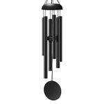 Litu Wind Chimes Outdoor Decor, 32 Inches Deep Tone Windchimes with 6 Thickened Aluminum Tubes, Large Metal Wind Chimes for Outside, Memorial Wind Chimes Best Gift for Mom Grandma Women, Black