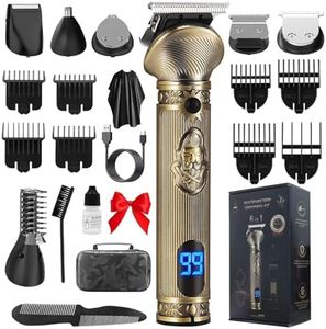 Beard Trimmer for Men, Waterproof Cordless Hair Clipper, Electric Razor Shaver, Mens Grooming Kit for Mustache Nose Body Facial Hair, Rechargeable Beard Trimmer Kit, Gifts for Men (Bronze)