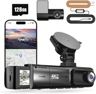 Radar Parking Monitoring Mode True 360° Motion Detection Sensing Dash Cam Front and Rear, 4K/2K+1080P Dash Camera for Cars, Built-in Wi-Fi GPS Night Vision, Free 128GB Card